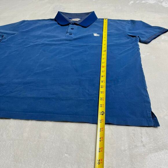VTG Burberry London Sport Polo Men's M Fit Blue Smooth Stretch Cotton Lycra Luxe - Picture 8 of 9